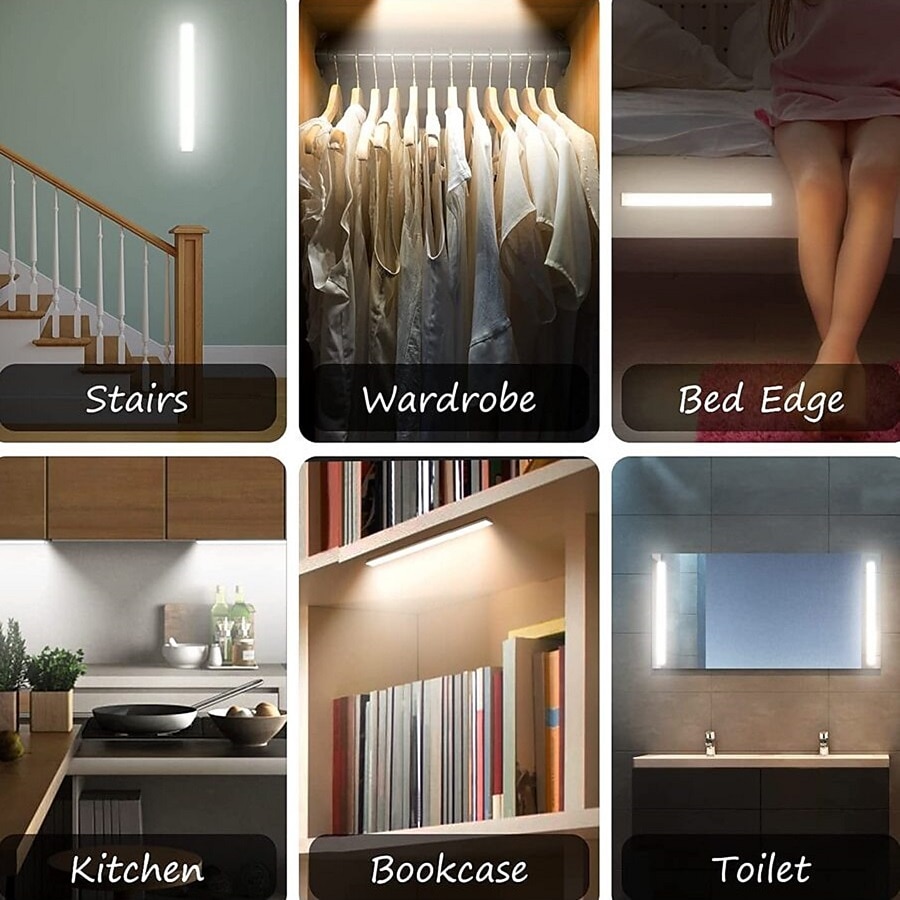 LED Motion Sensor Light Wireless Wall Lamp USB LED Night Lights USB Rechargeable Night Lamps For Kitchen Cabinet Wardrobe Lamp Staircase 10/20/30/40CM 2025 - $9.99 –P12