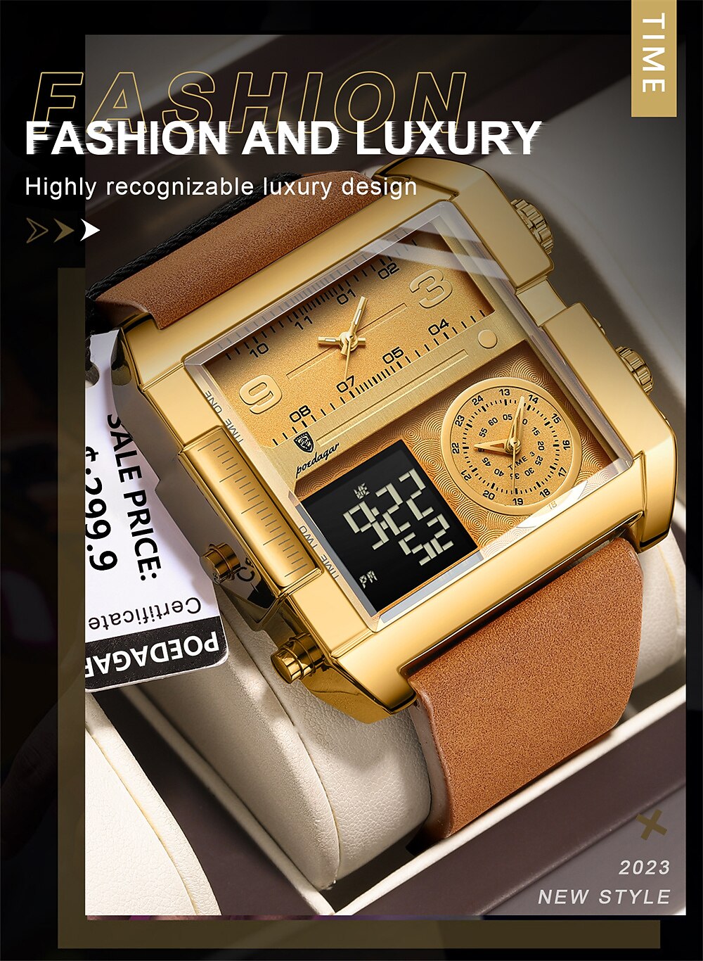 POEDAGAR Luxury Men Quartz Watch Sports Rectangle Waterproof Multifunction Analog Quartz Wristwatch Luminous Calendar Men Watch Digital Men's Watches 2025 - $34.99 –P3