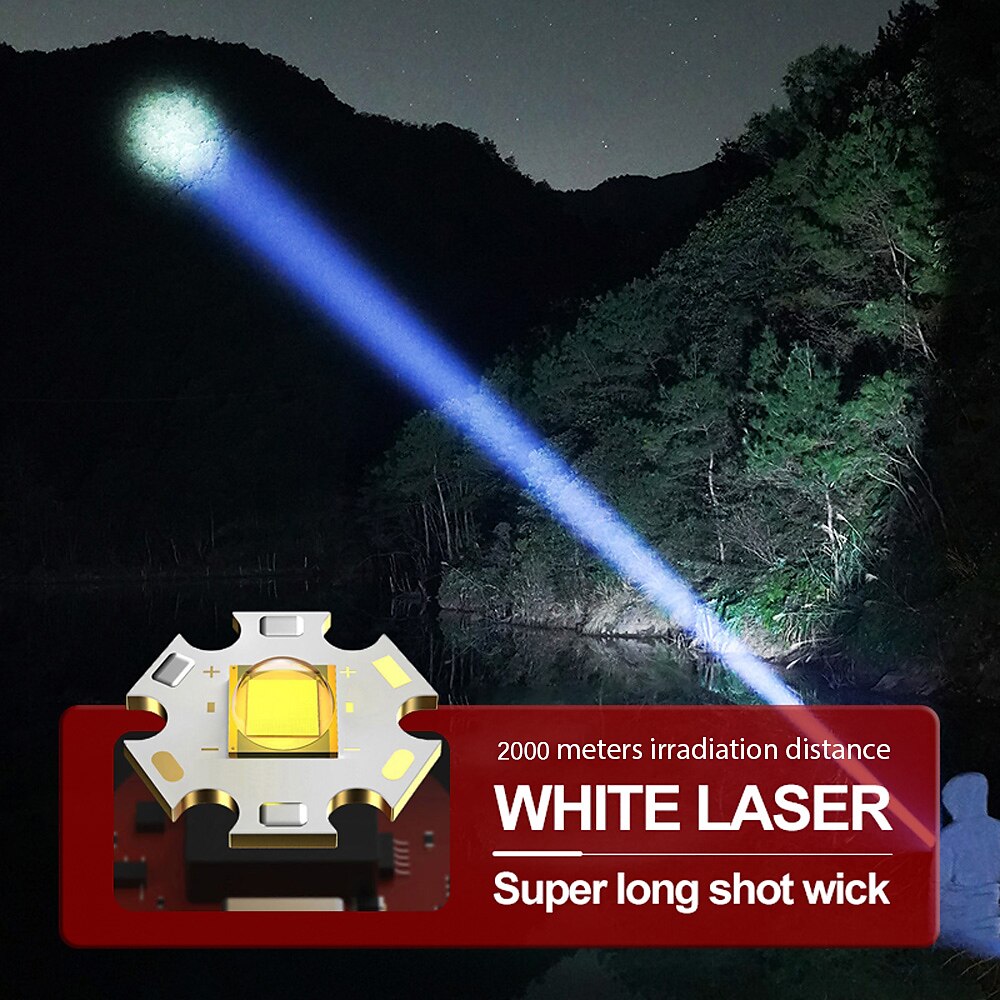 Ultra Powerful Flashlight 2000M High Power Rechargeable LED Flash Lights  Zoomable Tactical Torch Lamp Waterproof Camping