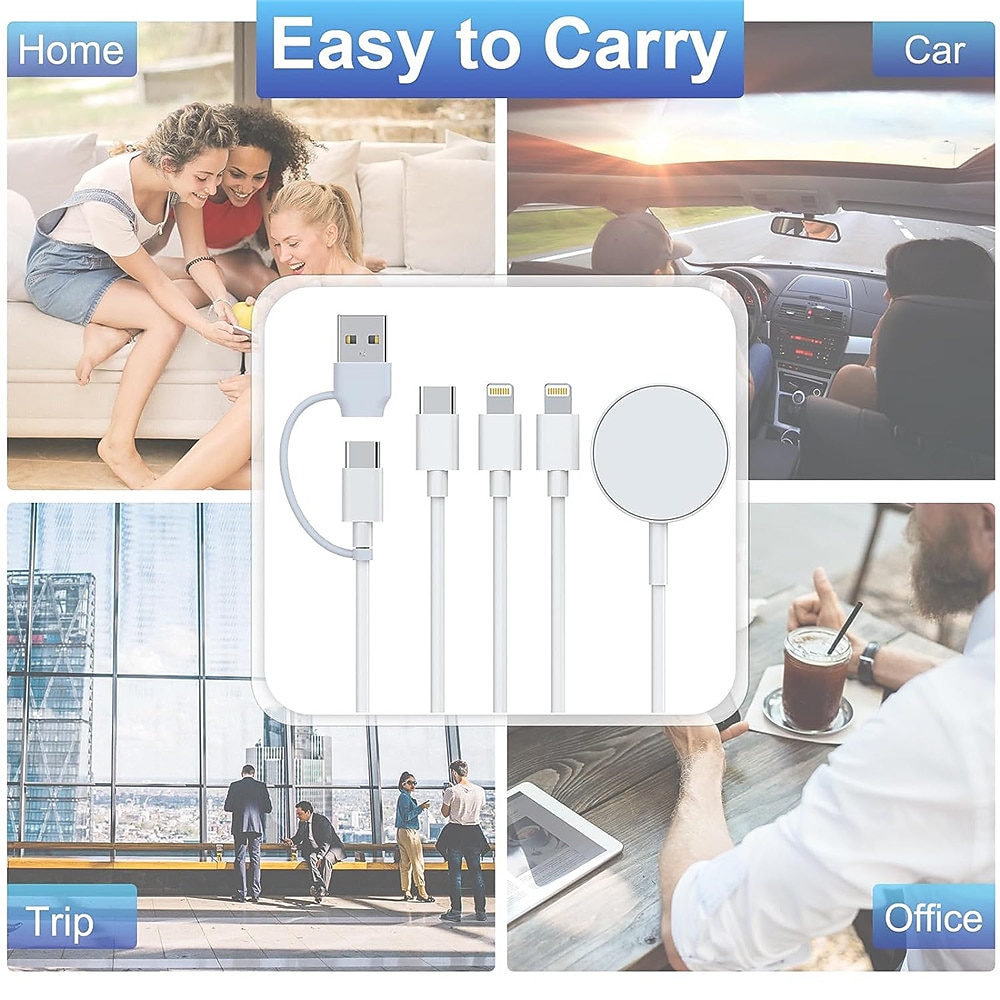 4-in-2 Apple Watch Charger Cable for Apple Watch/iPhone/Airpods Watch Magnetic Charging Cable with iWatch Series SE/8/7/6/5/4/3/2 2025 - $18.99 –P7