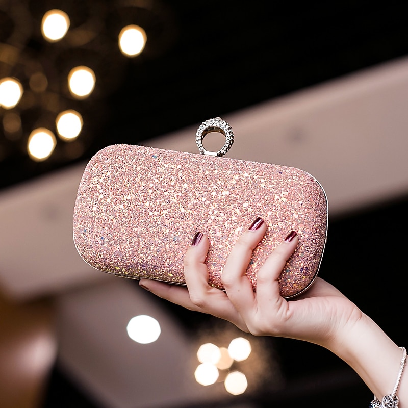 Women's Clutch Evening Bag Wristlet Clutch Bags PU Leather Party Bridal Shower Holiday Rhinestone Large Capacity Lightweight Durable Solid Color Small white Small black Small blue 2025 - $26.99 –P18