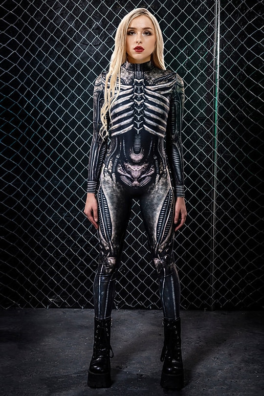 Csontváz Halálfej Halloween Szerepjáték Jelmezek Body Full Body Catsuit Farsangi jelmez Overall Egy darab Ijesztő jelmez Gyermek Felnőttek Női Álarcos mulatság Mardi Gras Parti Halloween Egyszer 2025 - $32.99 –P5