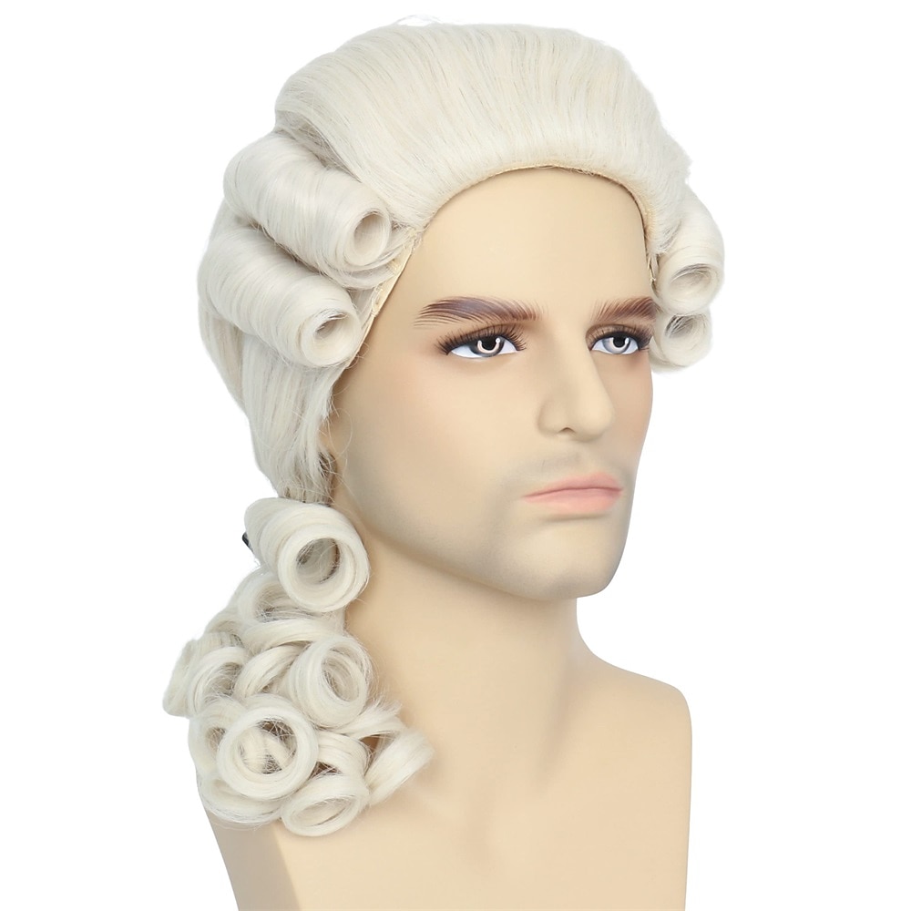 Pánská koloniální paruka soudce z 18. století karnevalová cosplay paruka Halloweenské paruky 2025 - $20.99 –P5