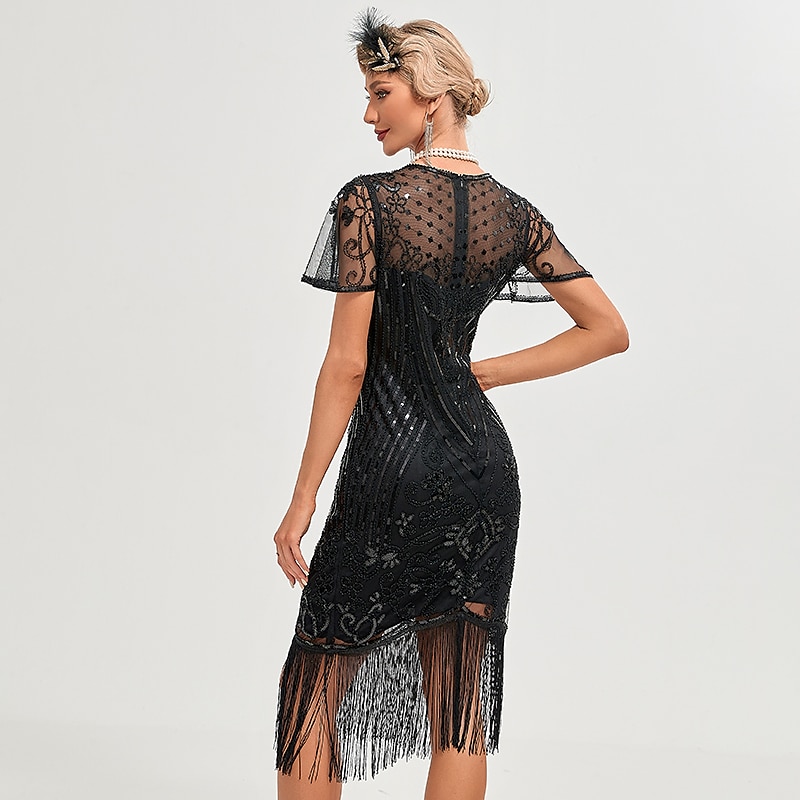Roaring 20s 1920s Vacation Dress Flapper Dress Dress Masquerade The Great Gatsby Charleston Gentlewoman Sequins Tassel Fringe Women's New Year Masquerade Wedding Party Wedding Guest Adults' Dress 2025 - $51.99 –P14
