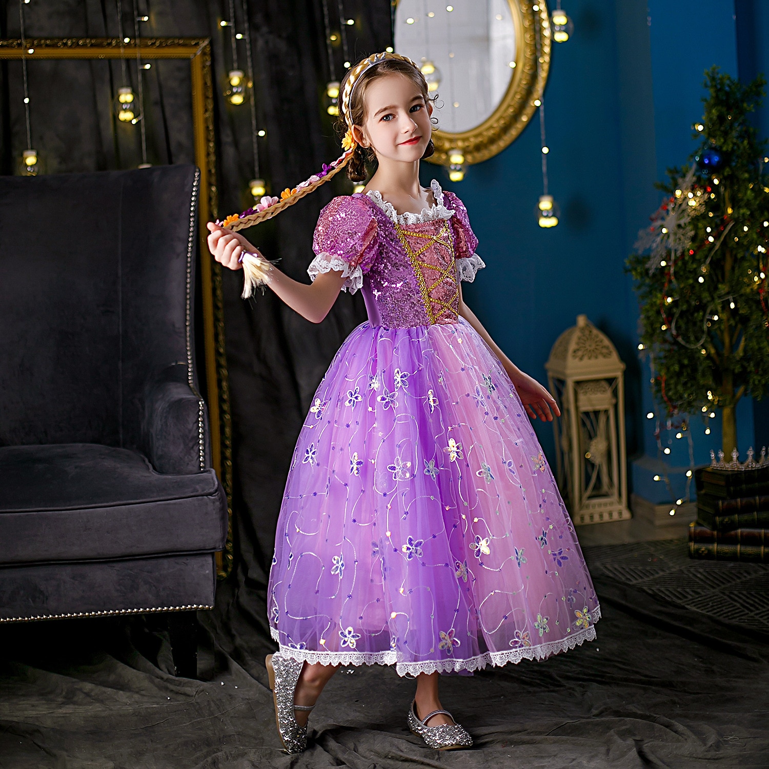 Prințesă Rapunzel Rochii Manta Rochie de fete cu flori Cosplay Partidul costumelor for Fete Pentru copii Zuia Copiilor Mascaradă Nuntă Invitat la nunta 2026 - $41.99 –P14