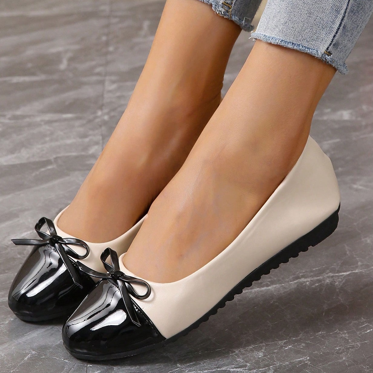 Women's Flats Slip-Ons Ballerina Plus Size Soft Shoes Daily Solid Color Summer Bowknot Flat Heel Round Toe Fashion Comfort Minimalism PU Loafer Black Beige 2023 - AED 81.99 –P4