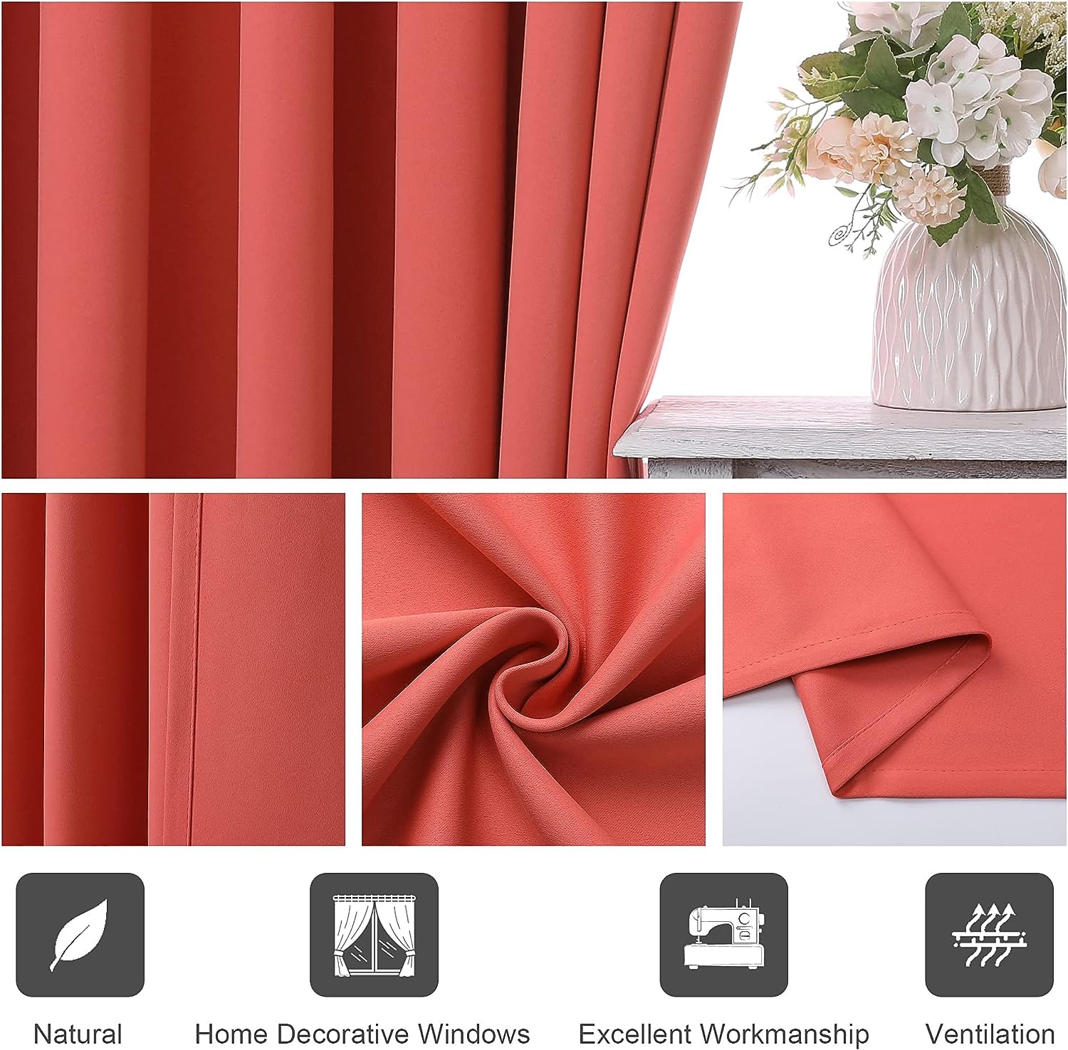 2026年 遮光カーテン ドレープ ファームハウス ハトメ/アイレット カーテンパネル リビングルーム ベッドルーム 引き戸カーテン キッチン バルコニー 窓 トリートメント 断熱  コレクション – $37.99 –P17