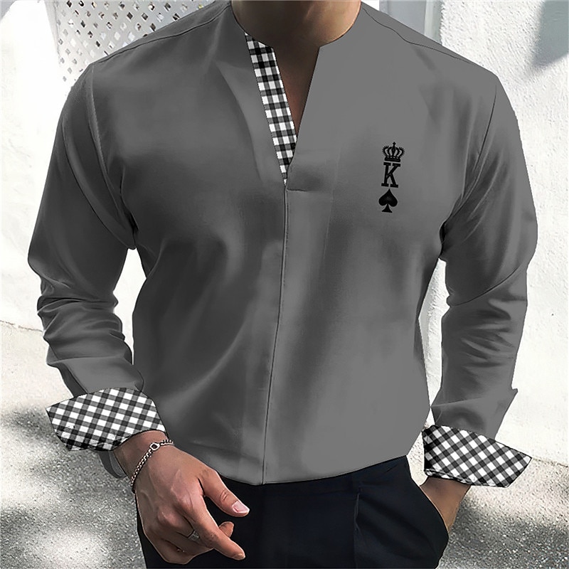 Hombre Camisa Camisa para Vestido Plaid Exterior Casual Blanco Azul Piscina Verde Trébol Caqui Manga Larga Escote en Pico Verano Otoño Ropa Estampado 2025 - $26.99 –P5