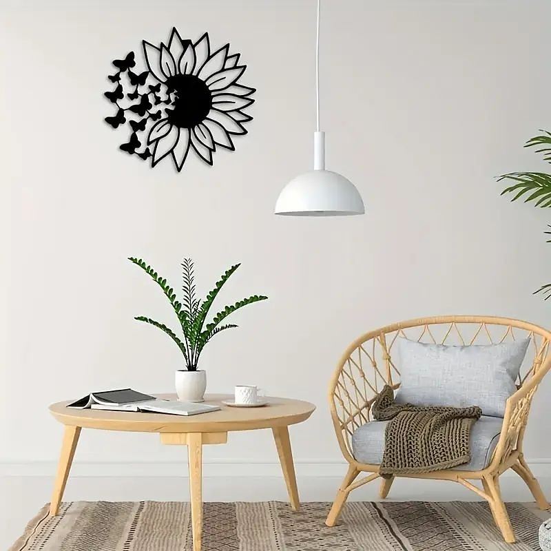 fluture modern floarea soarelui decor de perete metalic copacul vieții artă de perete metalică ornament de pasăre acasă dormitor sufragerie decor fereastră 2026 - $23.99 –P1