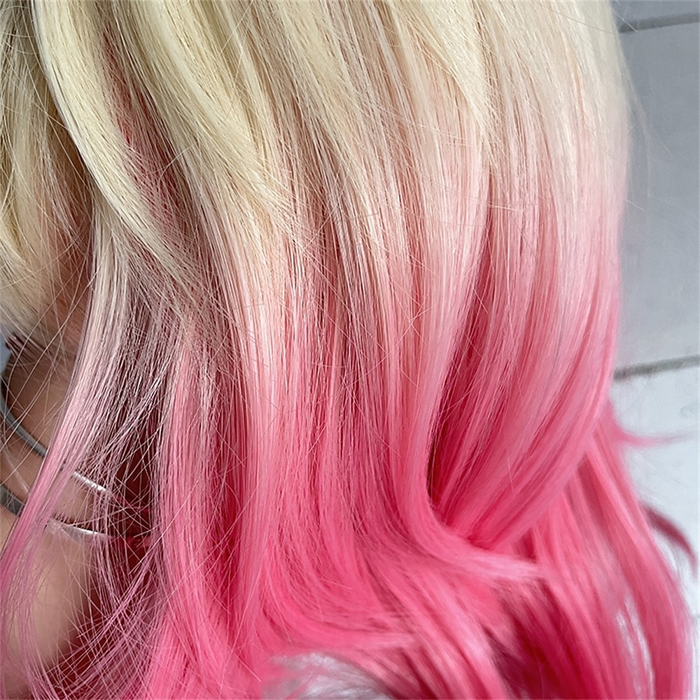Synthetic Wig Gwen Stacy Straight Asymmetrical Machine Made Wig Short A1 Synthetic Hair Women's Cosplay Soft Fashion Blonde Pink Mixed Color Halloween Wigs 2025 - $23.99 –P5