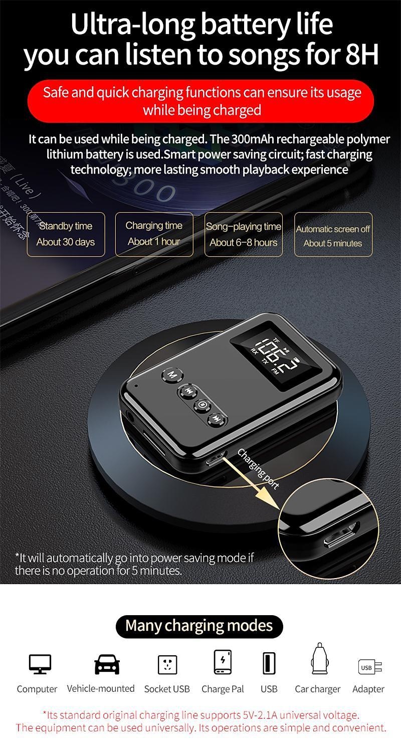 9 IN 1 bluetooth 5.0 Audio Transmitter Receiver Stereo Music Wireless Adapter 3.5mm AUX Jack FM Transmitter for Car TV MP3 PC 2025 - $21.99 –P15