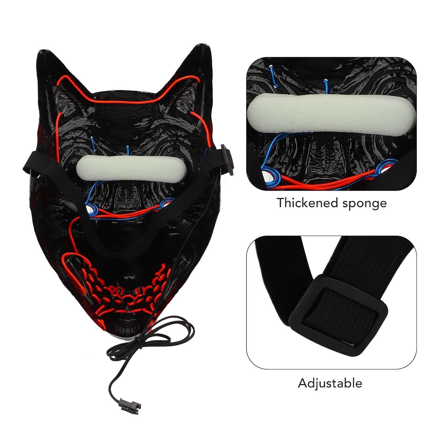 Halloween Wolf Head Mask Anime Demon LED Halloween Scary Wolf Mask For Costume Party 2025 - $16.99 –P15