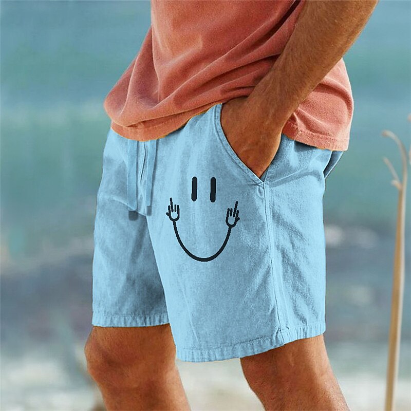 Men's Graphic Smile Face Shorts Summer Shorts Beach Shorts Mid Waist Streetwear Hawaiian Designer Casual Daily Holiday Drawstring Elastic Waist 3D Print Designer Clothing Apparel 2025 - $23.99 –P2