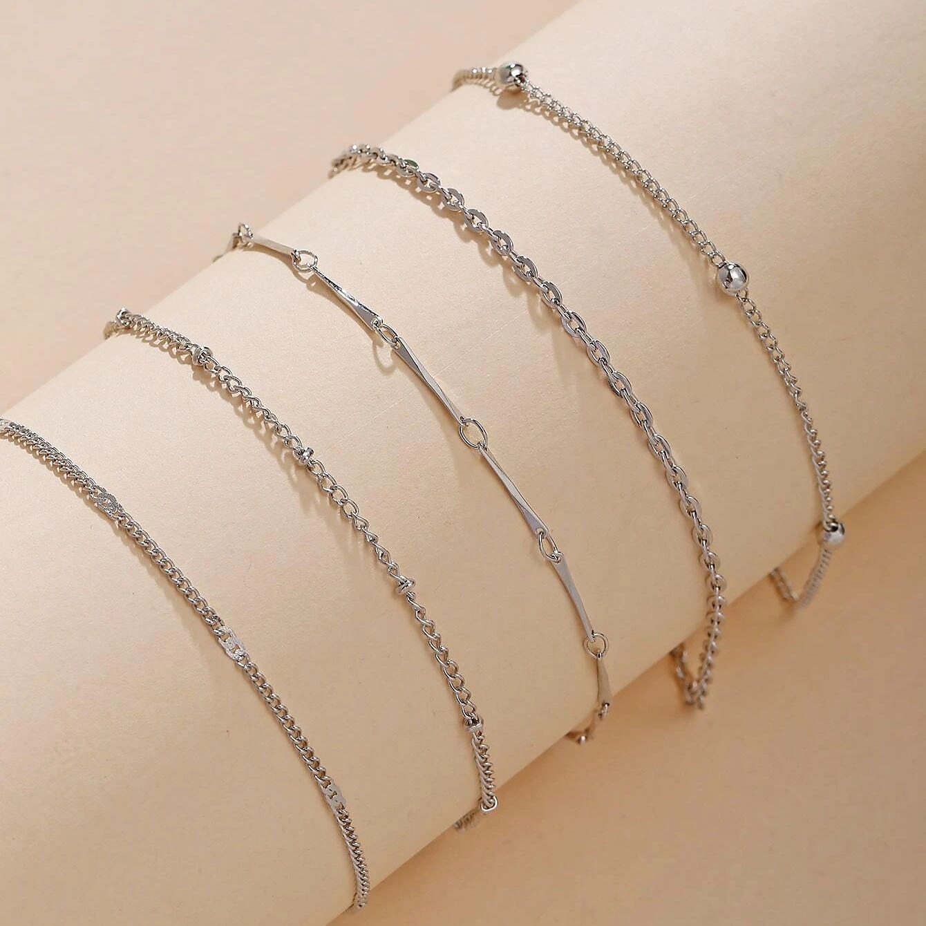 braccialetto alla caviglia Personalizzato Moda Semplice Per donna Gioielli per corpo Per Da sera Per eventi Classico Lega Trama Argento 5 pezzi del 2025 a $7.49 –P3