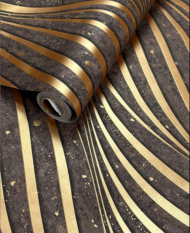 papiers peints cool papier peint texturé peinture murale 3d bande verticale non auto-adhésif pour la décoration de la maison papier peint imperméable 950x53cm/374"x20.87" gris or jaune de 2025 ? $41.99 –P10