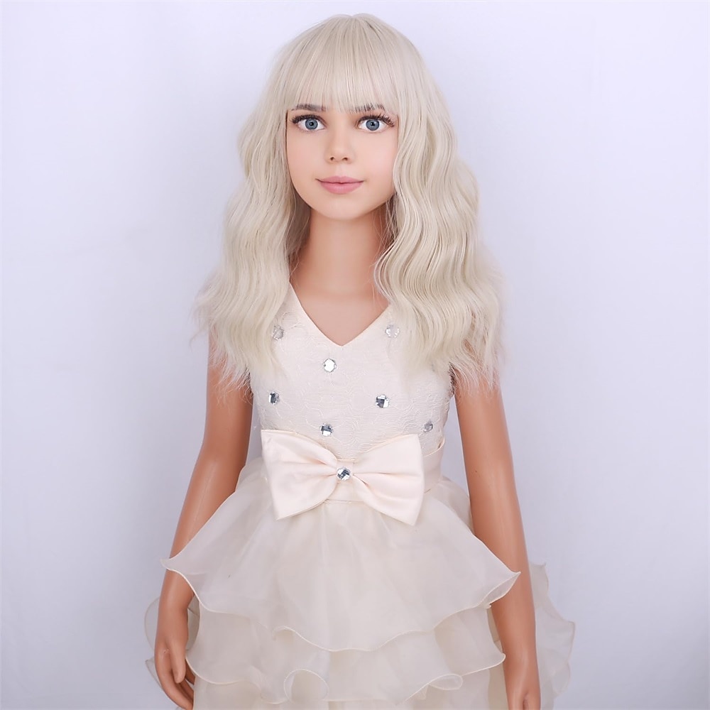 Peluca rubia para niñas, peluca corta ondulada con flequillo, peluca rubia rubia, peluca sintética para niñas, peluca para fiesta de carnaval, cosplay 2026 - $17.49 –P19