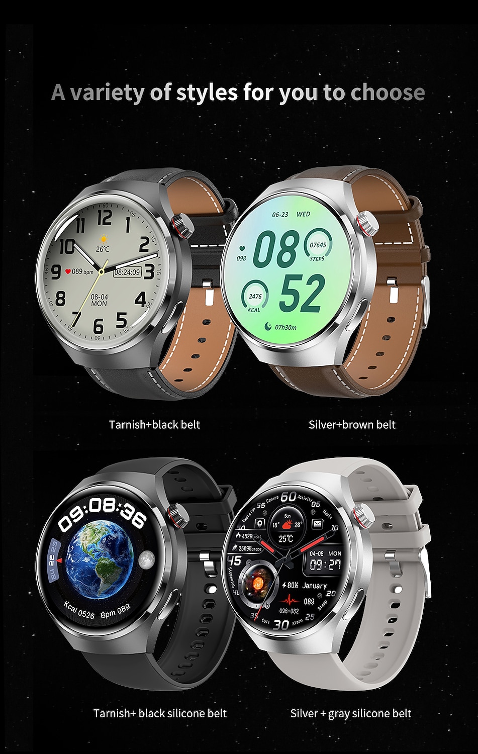 2025年 gt4 プロ スマート ウォッチ 1.54 インチ amoled hd スクリーン スポーツ ブルートゥース コール nfc コンパス gps メンズ レディース ビジネス 防水 スマートウォッチ アクティビティ トラッカー Android iOS と互換性あり  コレクション – $48.99 –P15