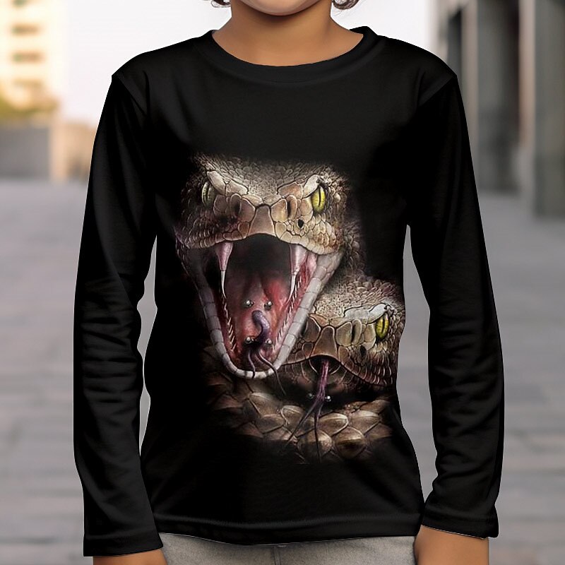 Pojkar 3D Djur T-shirt Långärmad 3D-tryck Höst Vinter Sport Mode Streetwear Barn 3-12 år Utomhus Ledigt Dagligen Normal 2025 - $13.99 –P1