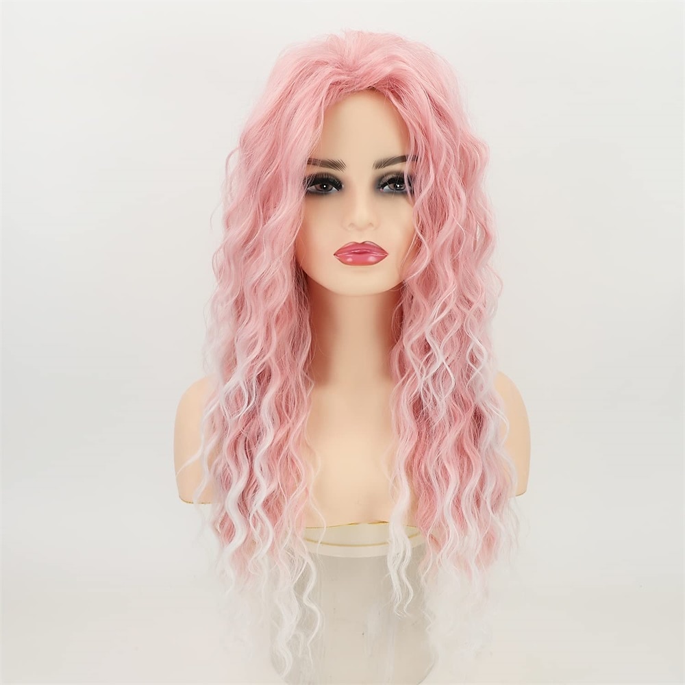 lunghe parrucche ricci rosa per le donne riscaldano la parrucca riccia ondulata sintetica a strati parrucca di sostituzione dei capelli gonfi riccioli sciolti parrucca da festa quotidiana del 2025 a $24.99 –P3