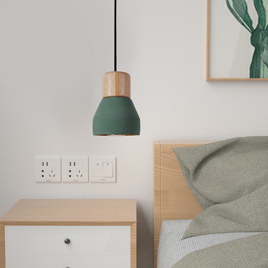 LED Pendant Light Wood Art Cement Concrete Hanging Lamp Simple Cafe Restaurant Bar Pendant Light E27 Light Source Metal Iron Art Droplight Flashlight Concrete Ceiling Light 110-240V 2025 - $67.99 –P10