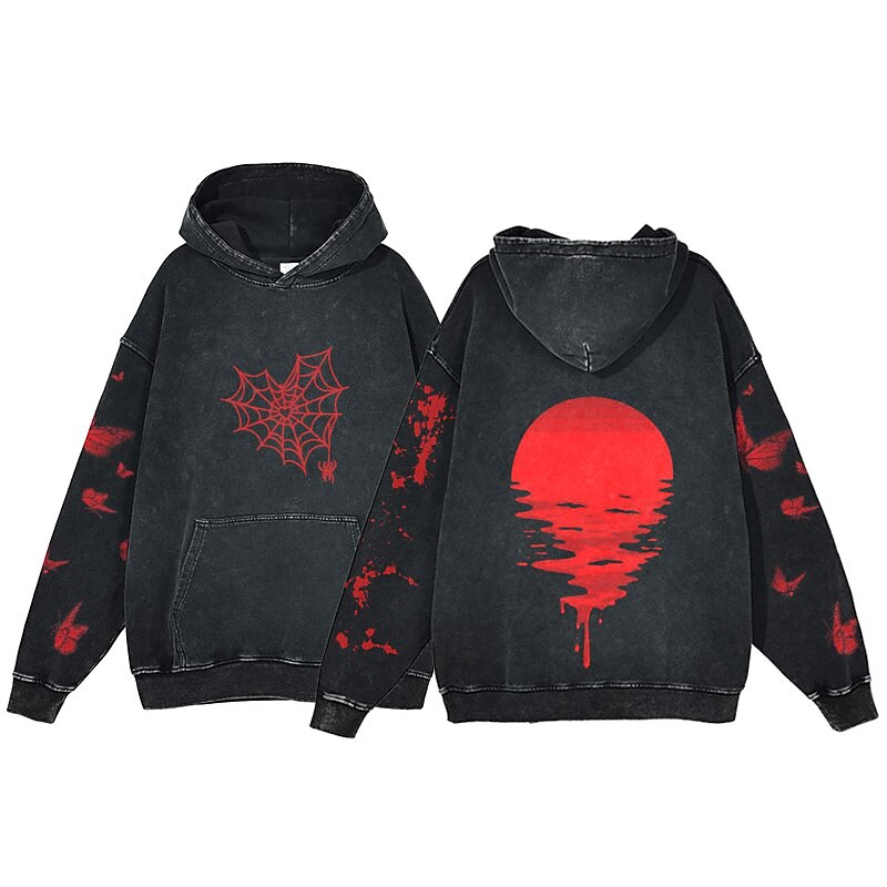 Víspera de Todos los Santos Gritar Esqueleto Sudadera Camiseta extragrande lavada con ácido Estampado Bolsillo delantero Gráfico Para Pareja Hombre Mujer Adulto Mascarada Estampado en caliente Casual 2025 - $30.99 –P8