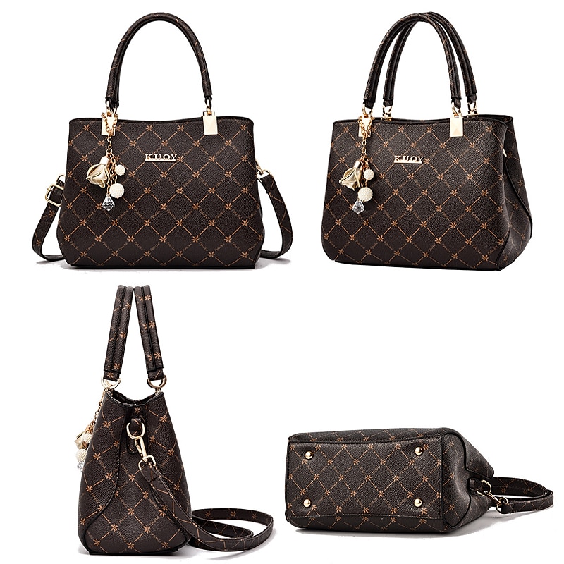 Damskie Torebka Torba przez ramię Torba na ramię Torba bostońska Skóra PU Biuro Codzienny Święto Wisiorek Zamek Duża pojemność Wodoodporny Trwały Geometryczny Kolorowy blok ciemny liść klonu z kaw 2026 - $34.99 –P9