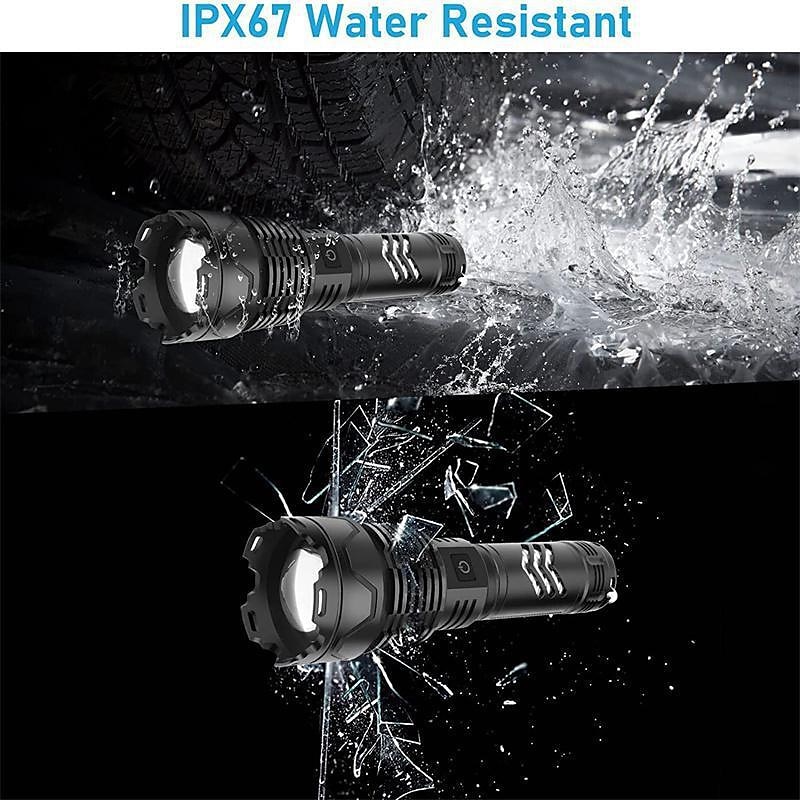 2025年 懐中電灯高ルーメン充電式、120000/10000/6000 ルーメン懐中電灯 xhp160 ズーム可能な最も明るい懐中電灯、5 つのモード付き防水 LED 戦術懐中電灯緊急キャンプ用 コレクション – $52.99 –P2