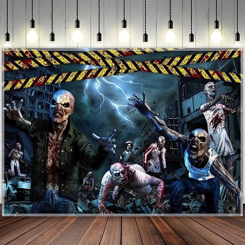 halloween zombie hengende veggteppe veggkunst stor billedvev veggmaleri dekor fotografi bakteppe teppe gardin hjem soverom stue dekorasjon halloween dekorasjoner 2025 - $13.99 –P1