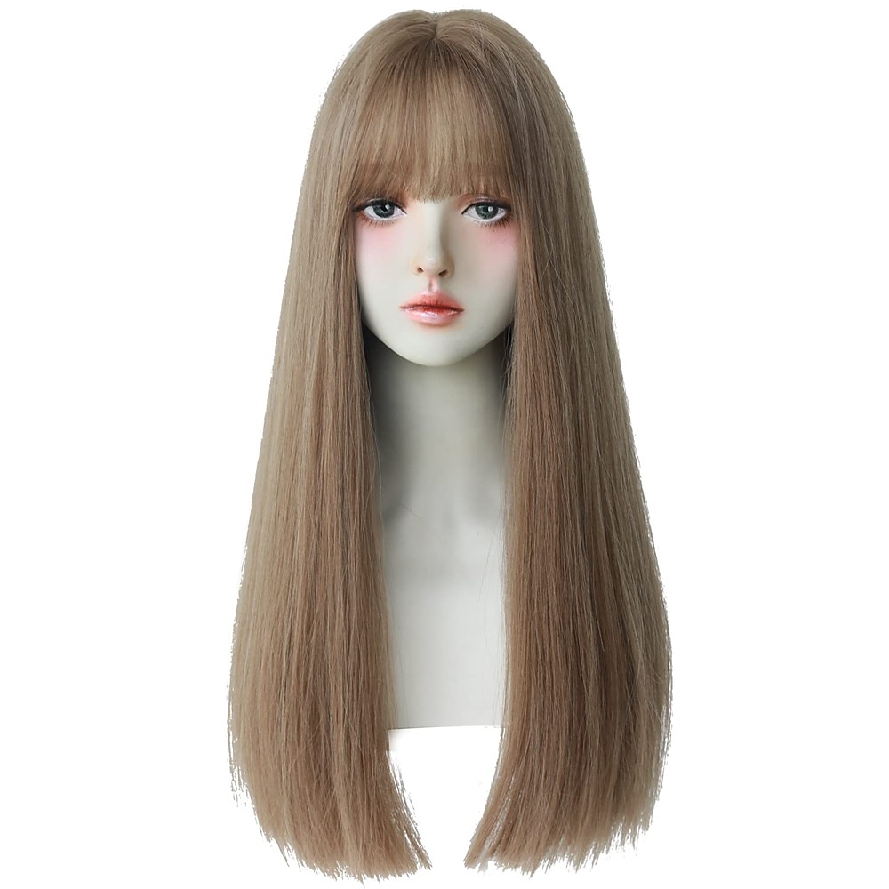 Red Wigs with Bangs Burgundy red Synthetic Long Straight Wig for Women Party and Cosplay Bright Red Wig 2025 - Kč485 –P1