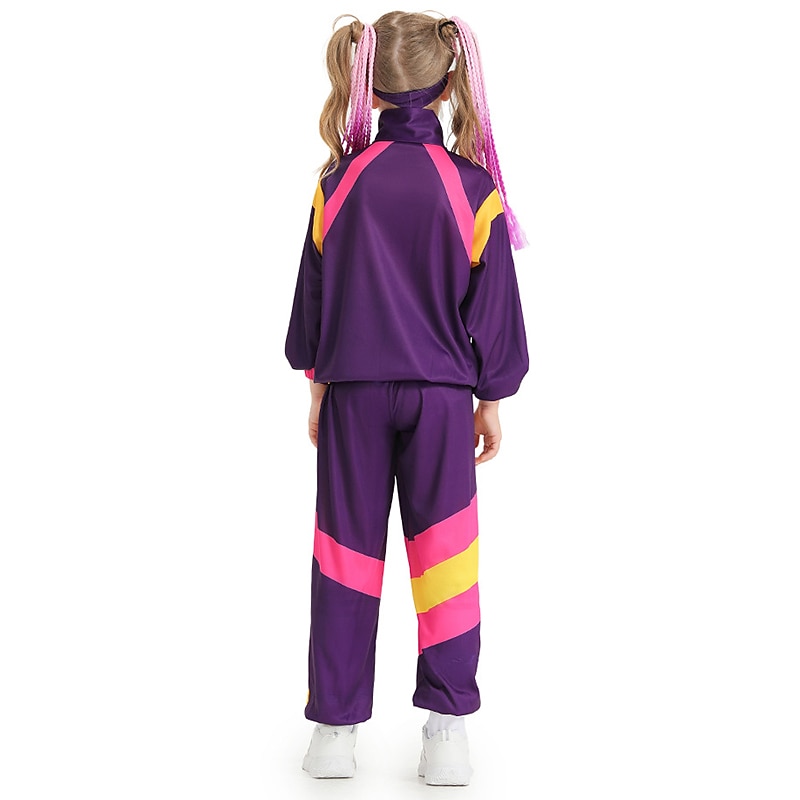 2025年 1980年代 ヒップホップ ストリートスタイル パンツ セット ジャケット ディスコ 仮装 男の子 女の子 カーニバルコスチューム マスカレード パーティー マスカレード カジュアル／普段着 子供用 上着 パンツ  コレクション – $30.99 –P4