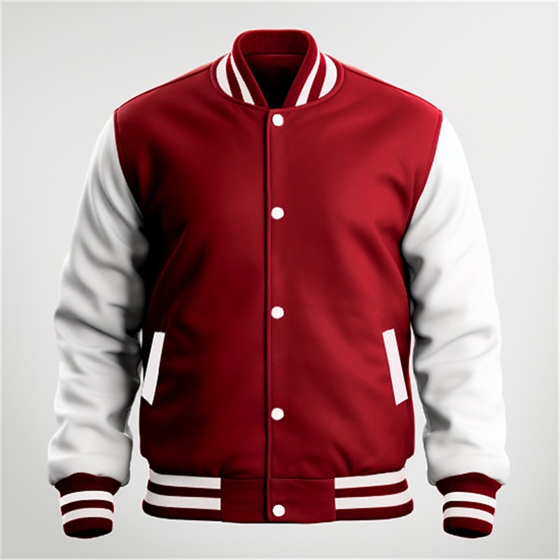 Per uomo Giacca di transizione Giacca College Abbigliamento quotidiano Tasca Tutte le stagioni Blocco di colori Streetwear Collo alla coreana Regolare Nero Blu marino Blu Rosso Giacca del 2025 a $36.99 –P3