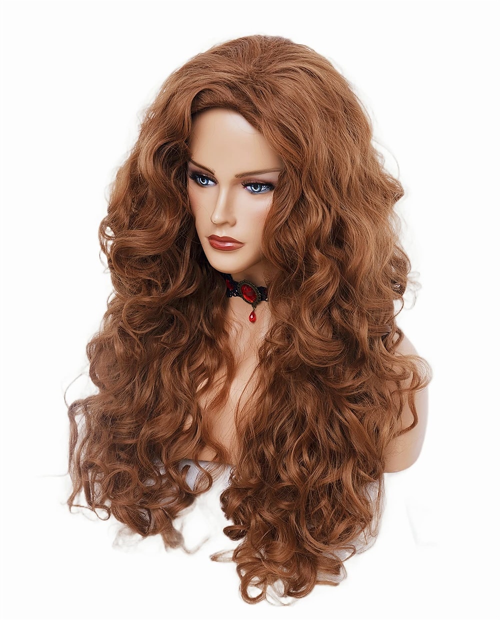 dlouhé vlnité paruky 28palcová přírodní béžová smíšená blond syntetická pernatá kudrnatá paruka pro ženy halloween cosplay party paruky 2025 - $23.99 –P10