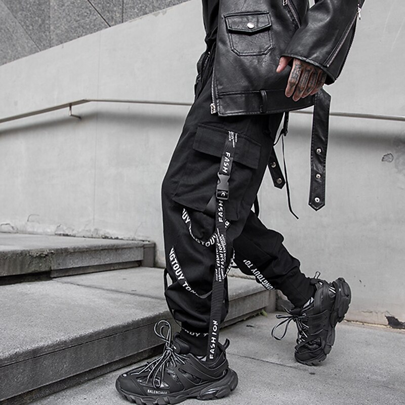 Homens Calças Cargo Techwear Com Cordão Bolsos Tecido Conforto Macio Ao ar livre Diário Para Noite Moda Casual Preto Micro-Elástica de 2026 por $25.99 –P12
