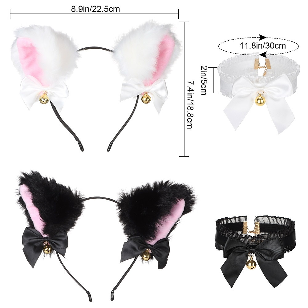 Simulated Animal Ear Plush Headdress Cat'S Ears (Steamed Cat-Ear Shaped Bread) Cat Tail Cosplay Suit Hair Hoop Net Red Accessories 2026 - $15.49 –P4