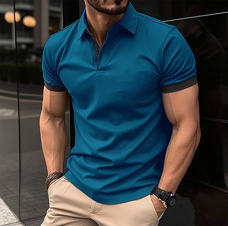 Men's Polo Shirt Golf Shirt Casual Holiday Lapel Classic Short Sleeve Fashion Basic Plain Button Summer Regular Fit Black Pink Wine Navy Blue Blue Orange Polo Shirt 2025 - $12.99 –P12