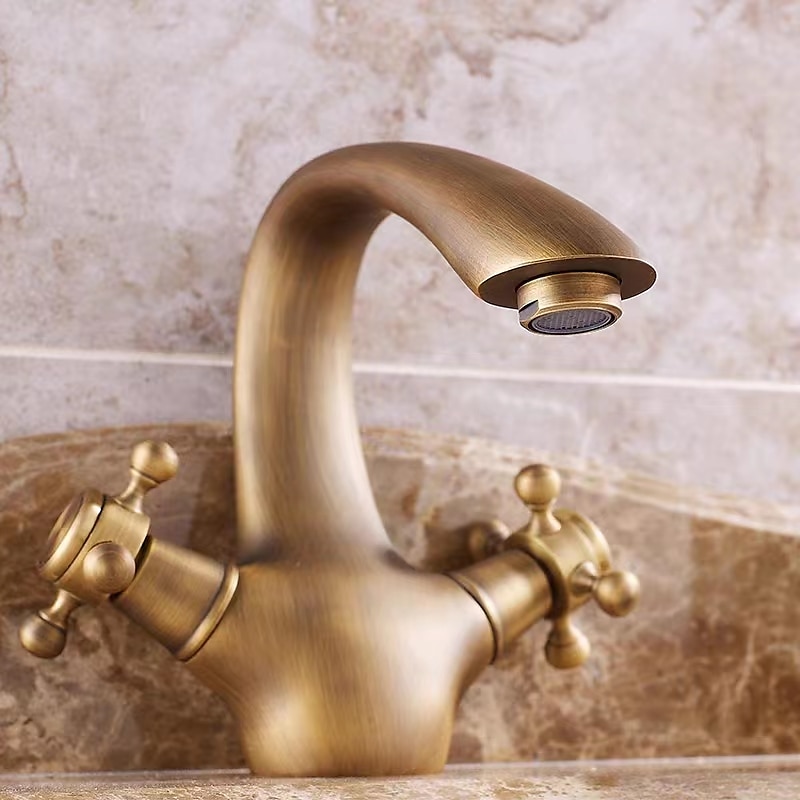 Bathroom Sink Mixer Faucet, Brass Basin Taps Dual Handle with Hot and Cold Hose 2025 - $84.23 –P11