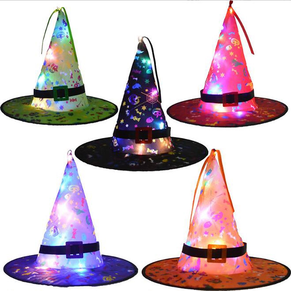 cappello da streghe incandescente di Halloween con luce a led sospensione per esterni albero cappelli luminosi decorazioni per feste a casa oggetti di scena per costumi cosplay del 2025 a $6.49 –P1