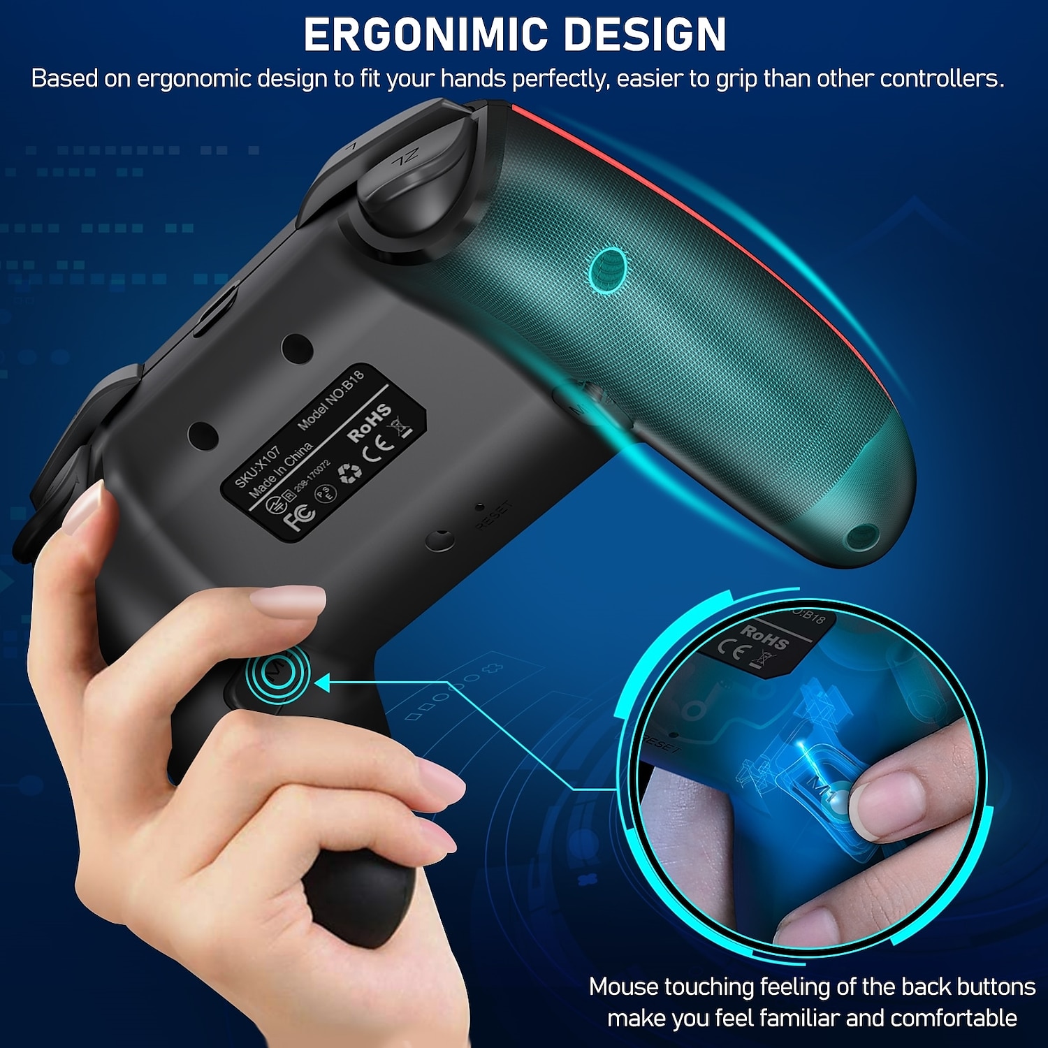 Wireless Controller For Nintendo Switch OLED Console Pro Gamepad with 600Mah Rechargeable Battery Programmable Turbo Function 2025 - $32.99 –P4