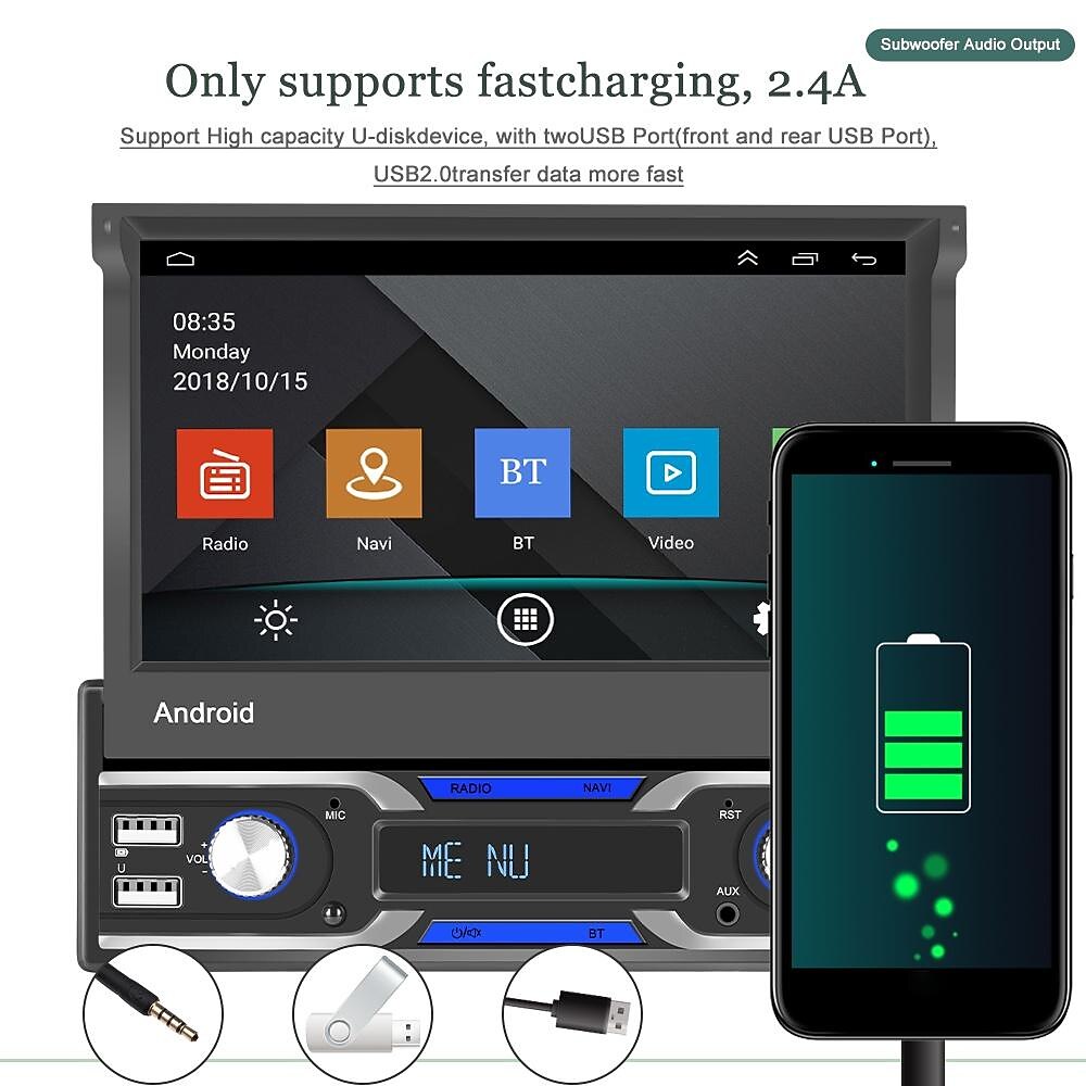 7-inch 1Din Android 10.1 Car Radio Autoradio Touch Screen Car Multimedia Player Supports Wireless Car Playback and Android Automatic Functions GPS Navigation Rear View Camera 2025 - $175.99 –P13