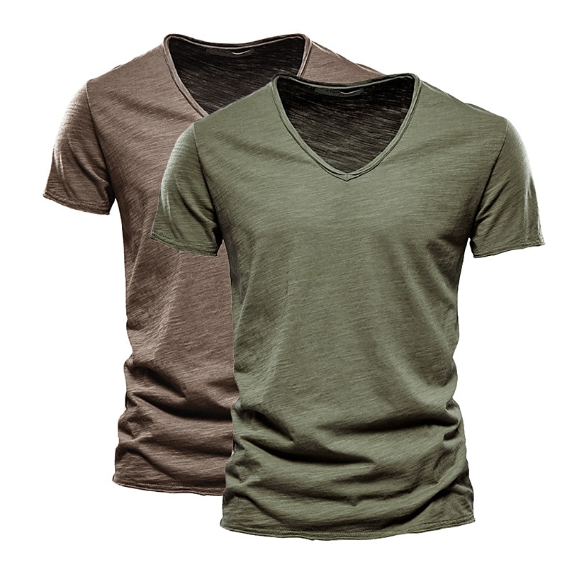 Men's T Shirt Tee Top Short Sleeves V Neck Summer Plain Fashion Designer Basic Vacation Street Going out White+Black White and Blue Orange / Green Top Tee for Men 2025 - $22.99 –P7