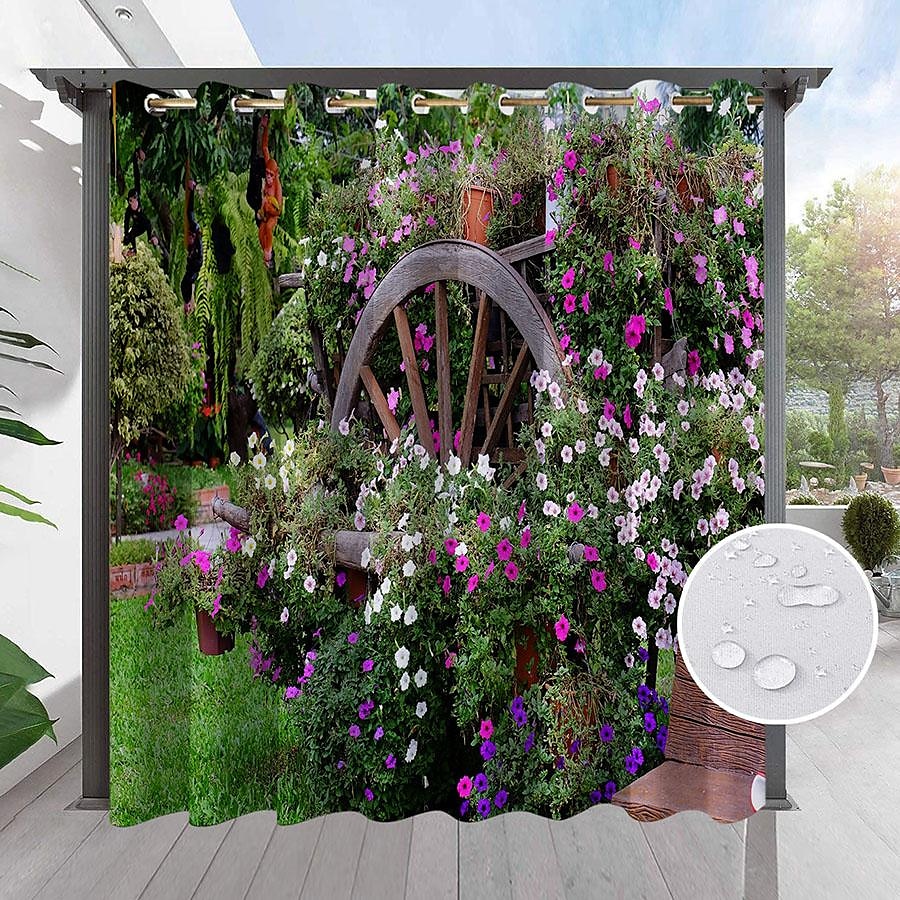 vedenpitävä ulkoverho yksityisyys, liukuvat patioverhot, pergola verhot läpivienti 3d metsämaisema huvimajaan, parveke, kuisti, juhlat, 1 paneeli 2025 - $50.99 –P3