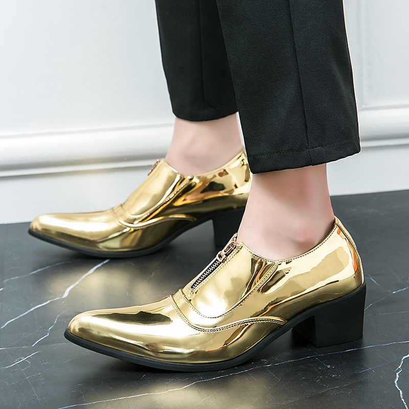 Miesten Oxford-kengät Muodolliset kengät Juhlakengät Brittiläiset ruudulliset kengät Englantilainen Joulu Juhlat joulu Kiiltonahka Korkeutta lisäävä Nauhat Hopea Musta Punainen Kevät Syksy 2025 - $79.99 –P18