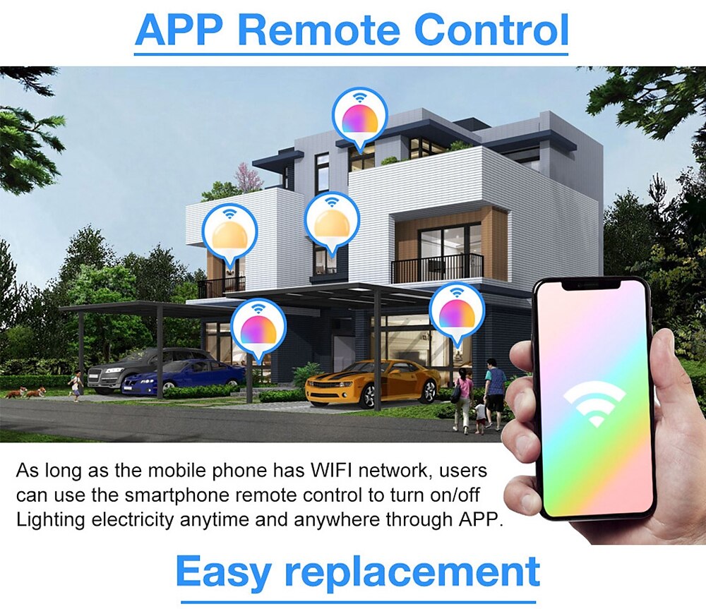 2025年 15 ワット wifi スマート電球 e27 LED rgb ランプ alexa/google ホームで動作 85-265v rgbwhite 調光可能なタイマー機能カラー電球  コレクション – $17.99 –P6
