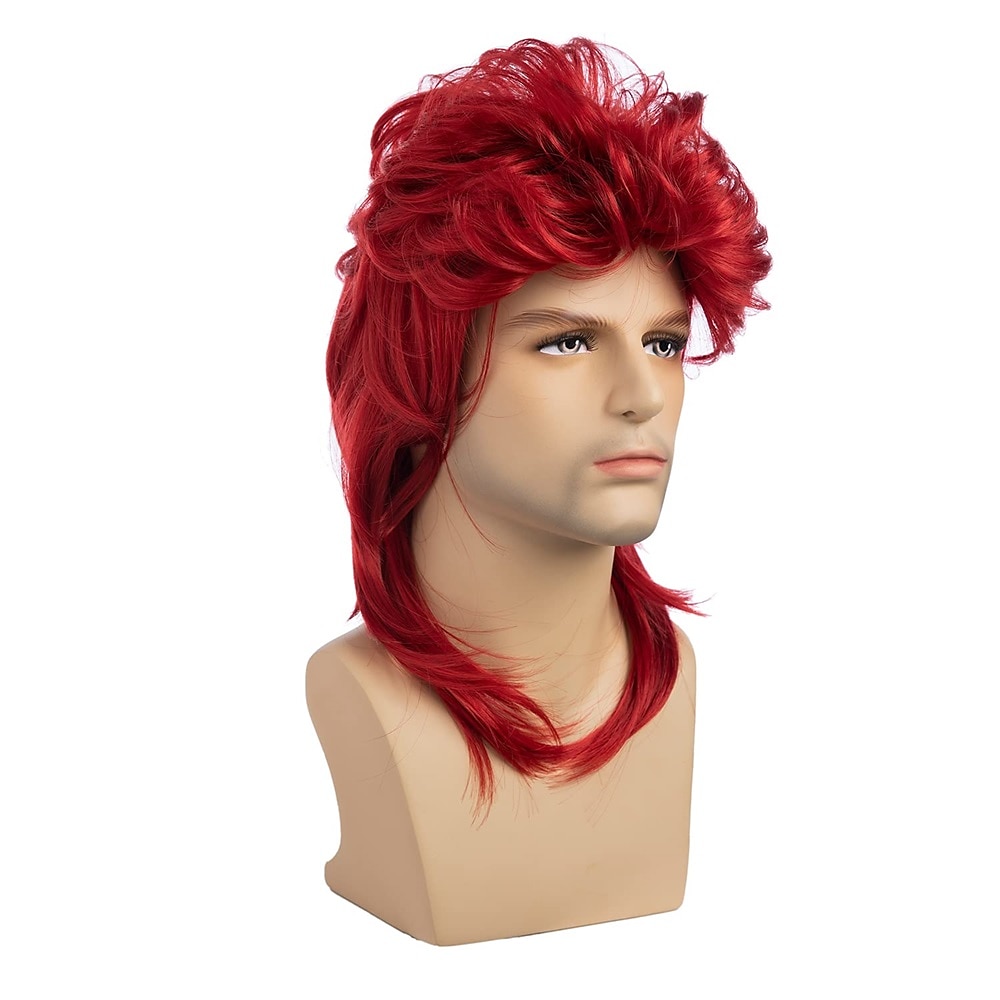 Parrucche Mullet da Uomo Sallcks Marroni Ricci Retro 70s 80s Costume Cosplay Parrucca Rocker Disco Show Parrucca - Marrone Chiaro Parrucche di Halloween del 2025 a $20.99 –P3