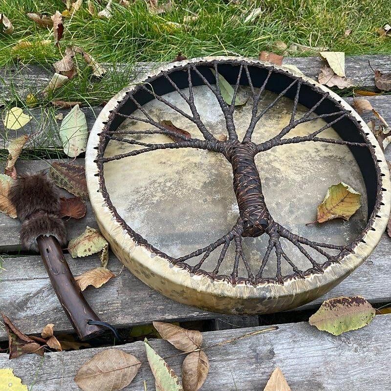 levensboom sjamaan trommel siberische trommel met de hand versierde ambachten sjamaan geschenken 2025 - $39.99 –P2