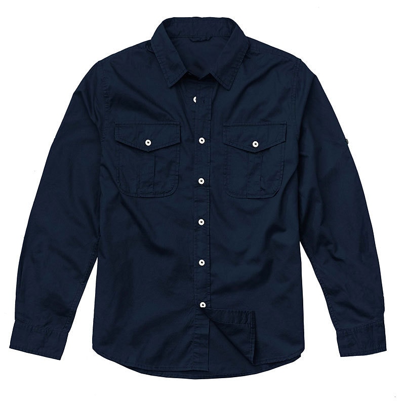 Voor heren Overhemdjasje Overhemd khaki Leger Groen Donkerblauw Lange mouw Effen Revers Vakantie Dagelijks Voorvak Kleding Katoen Katoenmix Modieus Casual Comfortabel 2025 - $35.99 –P6