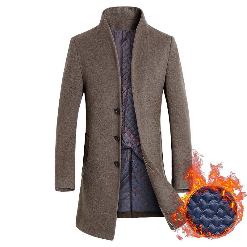 Herr Vinterkappa Yllekappa Rock Trenchcoat Utomhus Dagliga kläder Höst vinter Polyester Vindtät jacka Ytterkläder Kläder Mode Streetwear Slät Drottning Anne Enkelknäppt med Ett Knapphål 2025 - $83.99 –P1