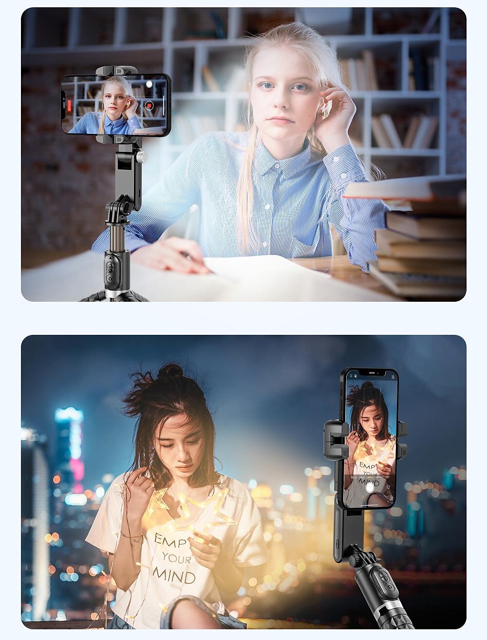 Desktop Gimbal Selfie Stick Tripod Stabilizer with Light Remote Following Foldable for Smartphone iPhone 13 Xiaomi for Video Q18 2025 - $67.99 –P10