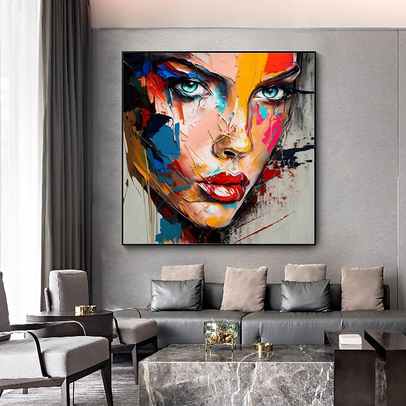 Handgjord Hang målad oljemålning HANDMÅLAD Fyrkantig Abstrakt Människor Modern Utan innerram (utan ram) 2026 - $121.99 –P4