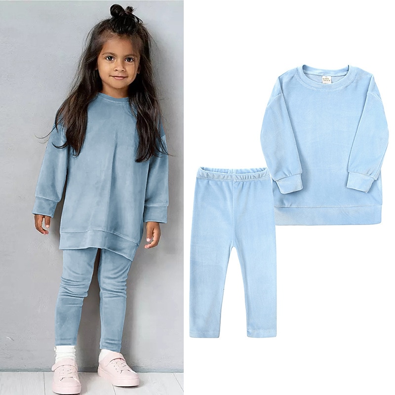 2 предмета Дети (1-4 лет) Девочки Сплошной цвет Crewneck Комплект с капюшоном и спортивными штанами Устанавливать Длинный рукав Спорт на открытом воздухе 3-7 лет Осень Цвет шампанского Розовый Синий 2025 - $20.99 –P9